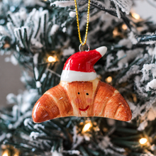 Load image into Gallery viewer, Festive Croissant Ceramic Ornament - Derbyshire Gift Centre
