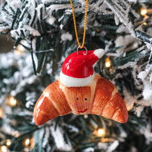 Load image into Gallery viewer, Festive Croissant Ceramic Ornament - Derbyshire Gift Centre
