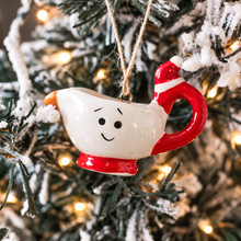 Load image into Gallery viewer, Happy Ceramic Gravy With Santa Hat Ornament - Derbyshire Gift Centre
