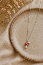 Load image into Gallery viewer, Isles &amp; Stars Glass Mushroom Pendant Necklace - Red
