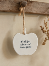 Load image into Gallery viewer, 'It's all just a bunch of hocus pocus' Ceramic Hanging Pumpkin Ornament
