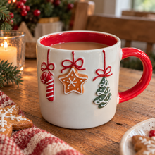 Load image into Gallery viewer, Large Ceramic Mug With Embossed Festive Decorations
