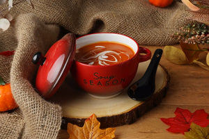 'Soup Season' Ceramic Soup Bowl With Lid & Spoon