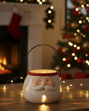 Load image into Gallery viewer, Ceramic Santa Lantern With Cut Out Stars

