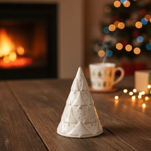 Load image into Gallery viewer, Stoneware Ceramic Patterned Tree Decoration With Natural Glaze

