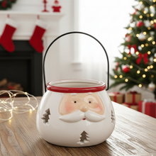 Load image into Gallery viewer, Ceramic Santa Lantern With Cut Out Stars
