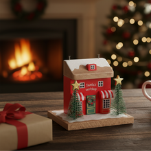 Load image into Gallery viewer, Santa&#39;s Workshop Wooden House Christmas Decoration
