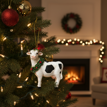 Load image into Gallery viewer, Resin Festive Cow Christmas Tree Ornament
