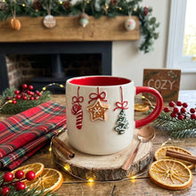Load image into Gallery viewer, Large Ceramic Mug With Embossed Festive Decorations

