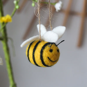 Wool Hanging Bee Ornament