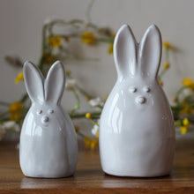 Load image into Gallery viewer, Hand Cast Terracotta Ceramic Bunnies In Natural White Glaze - Various Sizes
