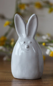 Hand Cast Terracotta Ceramic Bunnies In Natural White Glaze - Various Sizes