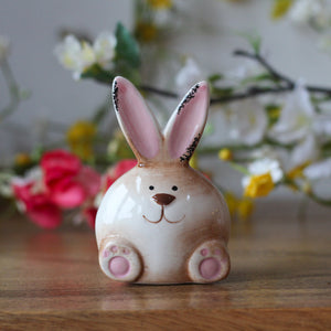 Cute Soft Brown Sitting Ceramic Bunny