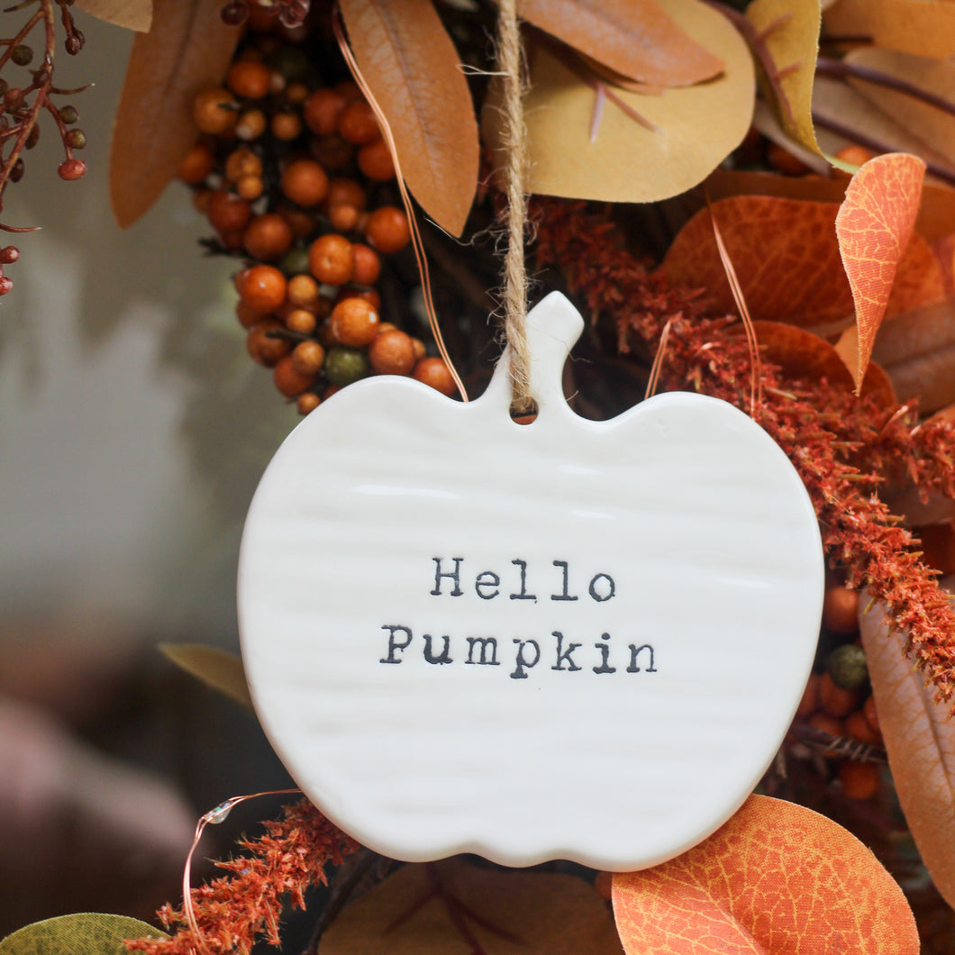 'Hello Pumpkin' Porcelain Embossed Pumpkin