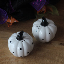 Load image into Gallery viewer, Black &amp; White Pumpkin Salt and Pepper Set - Derbyshire Gift Centre
