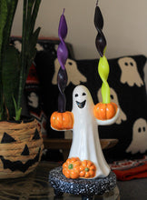 Load image into Gallery viewer, Large Ghost Holding Pumpkins Candle Holder
