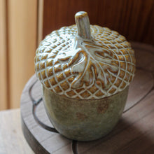 Load image into Gallery viewer, Stoneware Ceramic Acorn Pot With Leaf Detail - Various Styles
