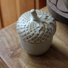 Load image into Gallery viewer, Stoneware Ceramic Acorn Pot With Leaf Detail - Various Styles
