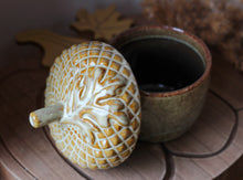 Load image into Gallery viewer, Stoneware Ceramic Acorn Pot With Leaf Detail - Various Styles
