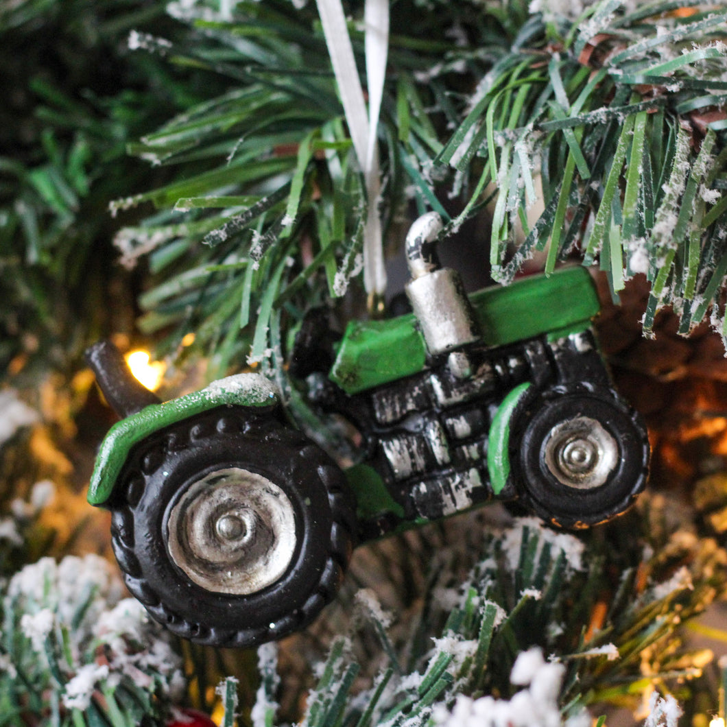 Resin Tractor Christmas Ornament - Various Colours