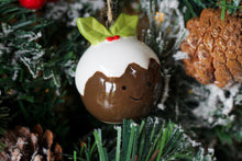 Load image into Gallery viewer, Ceramic Smiling Christmas Pudding Ornament
