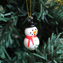 Load image into Gallery viewer, Mini Hand Blown Glass Snowman Ornament
