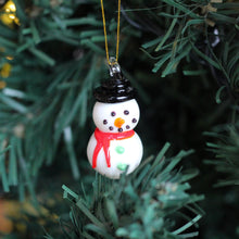 Load image into Gallery viewer, Mini Hand Blown Glass Snowman Ornament
