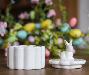 Porcelain Ceramic Jars With Rabbit Detail - Various Sizes