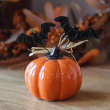 Load image into Gallery viewer, Ceramic Light Up LED Pumpkin With Bats
