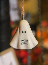 Load image into Gallery viewer, &#39;Too Cute To Spook&#39; Ceramic Ghost Ornament
