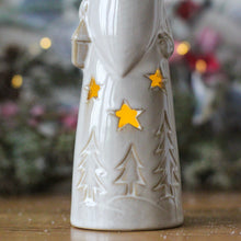 Load image into Gallery viewer, Ceramic LED Light Up Santa Ornament With Cut Out Stars
