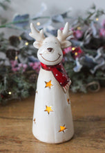Load image into Gallery viewer, Ceramic LED Light Up Reindeer Decoration With Cut Out Stars
