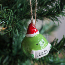 Load image into Gallery viewer, 'Ha-Pea Christmas' Smiling Ceramic Pea Ornament
