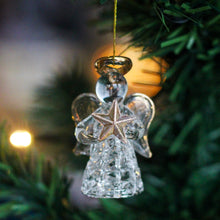 Load image into Gallery viewer, Handblown Glass Angel With Gold Star &amp; Halo Christmas Tree Ornament
