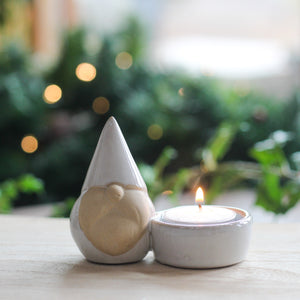 Stoneware Ceramic Natural Festive Tealight Holder - Various Designs