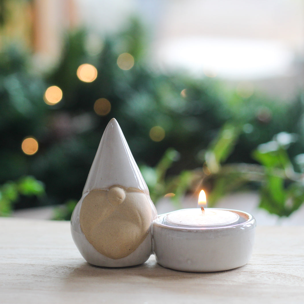 Stoneware Ceramic Natural Festive Tealight Holder - Various Designs