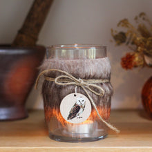 Load image into Gallery viewer, Faux Fur &amp; Glass Owl T-light Holder
