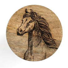 Load image into Gallery viewer, White Metal Canister With Engraved Wooden Horse Lid - Various Sizes

