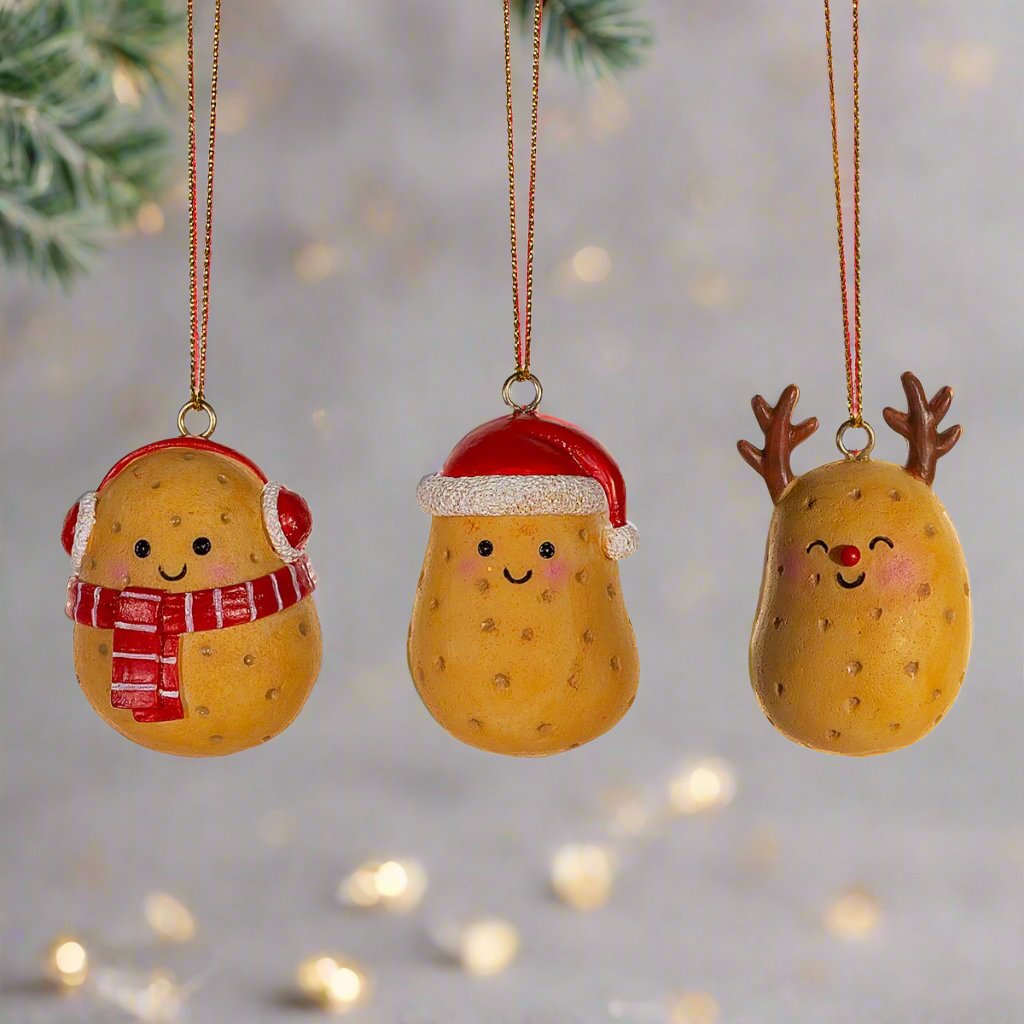 Sass & Belle Resin Christmas Potato Ornaments - Various Styles