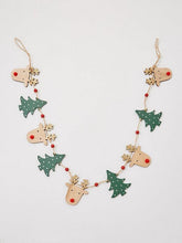 Load image into Gallery viewer, Wooden Reindeer &amp; Christmas Tree Garland
