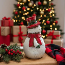 Load image into Gallery viewer, Rustic Look Glazed Ceramic Snowman Ornament
