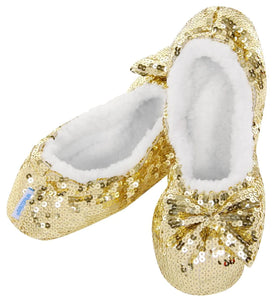 Snoozies Sequin Slippers - Gold - Derbyshire Gift Centre