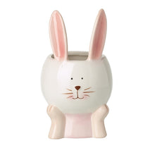 Load image into Gallery viewer, Pink &amp; White Ceramic Bunny Rabbit Pot
