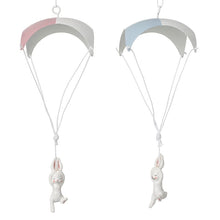 Load image into Gallery viewer, Hanging Parachuting Bunny Ornament - Various Colours
