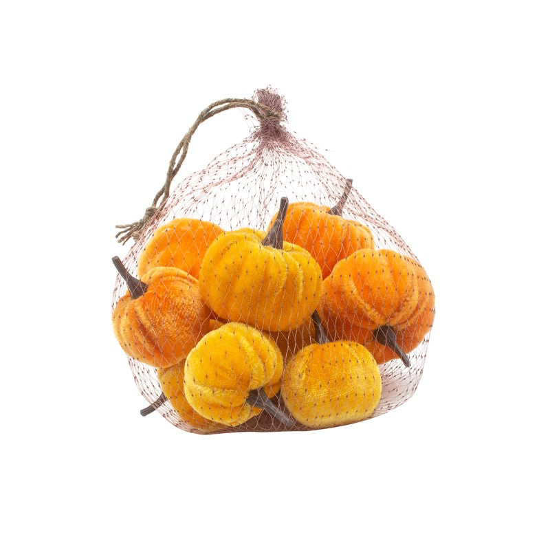 Heaven Sends Mini Orange Velvet Pumpkins - Pack of 12