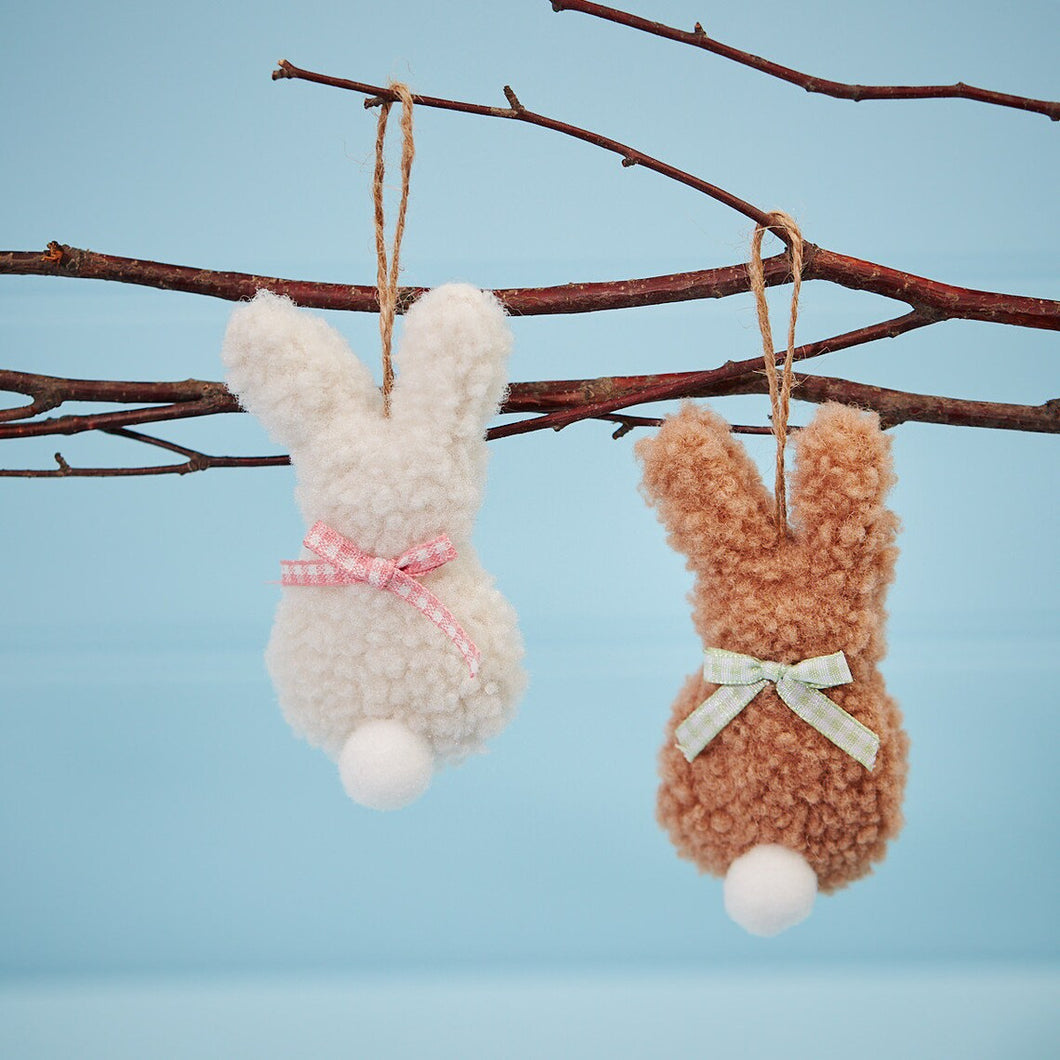 Teddy Fabric Hanging Bunny - Various Colours
