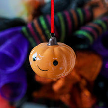 Load image into Gallery viewer, Ceramic Pumpkin With Rosy Cheeks Hanging Ornament
