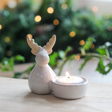 Load image into Gallery viewer, Stoneware Ceramic Natural Festive Tealight Holder - Various Designs
