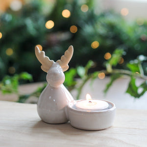 Stoneware Ceramic Natural Festive Tealight Holder - Various Designs