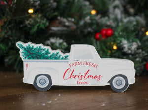 Farm Fresh Christmas Trees Wooden Truck Decoration